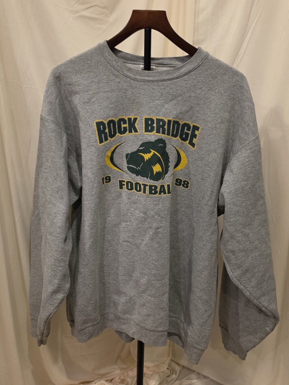 Vintage 90s Rock Bridge High School Football Crewneck Gray Grail